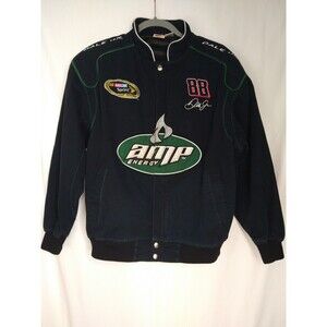 Dale Earnhardt Jr Canvas Nascar Racing Bomber Jacket Size Medium Patches Badges